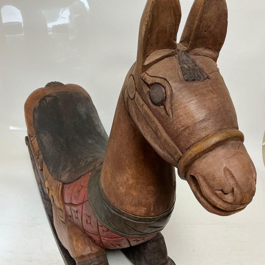 アンティーク　ロッキングホース　木馬　木製 馬の郷土玩具　ベビー　キッズ