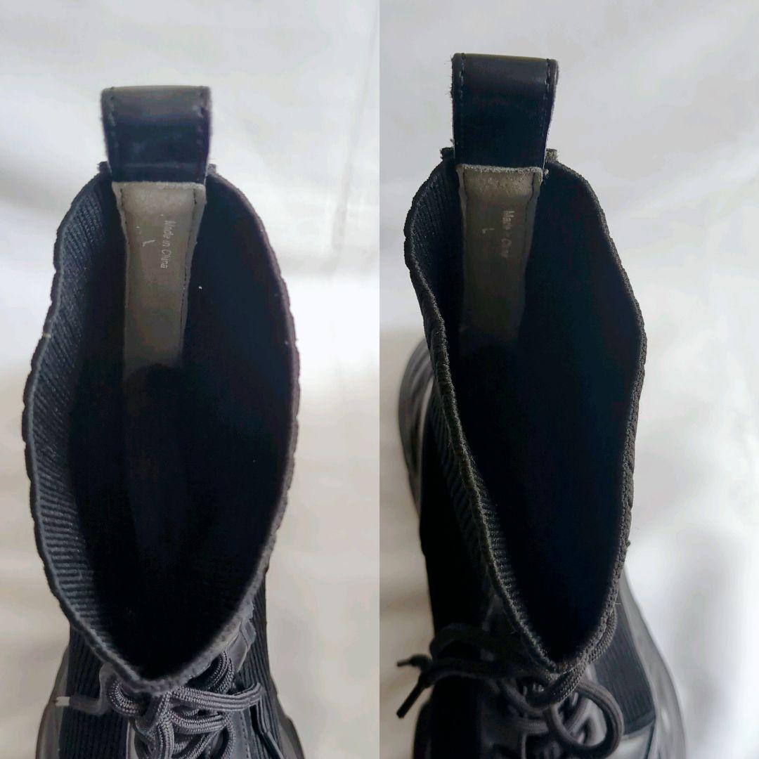 美品★PAGEBOY レースアップソックスブーツ Lサイズ ブラック 厚底