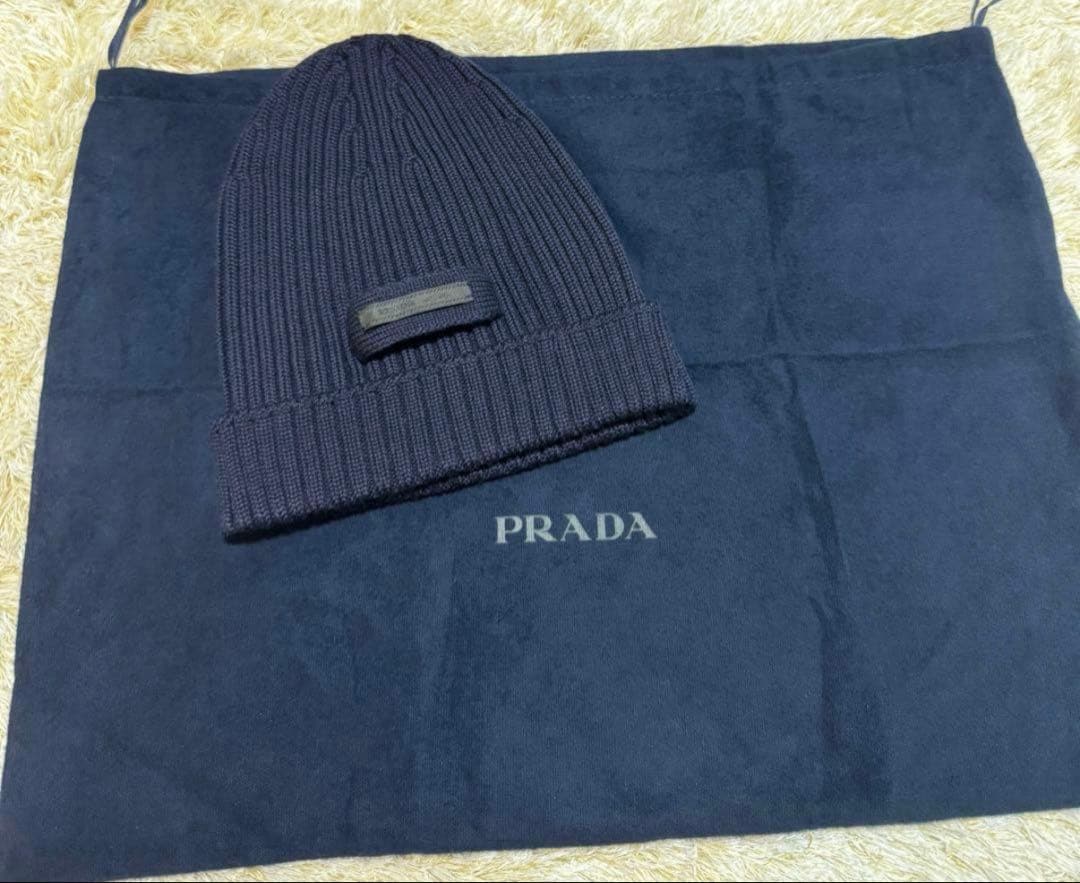 【新品】PRADA ネイビー ニット帽