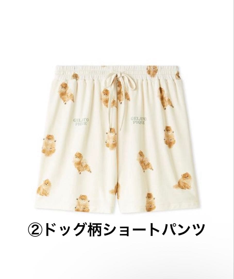 【新品】ジェラピケ ドッグワンポイントTシャツ&総柄ショートパンツ ポメラニアン