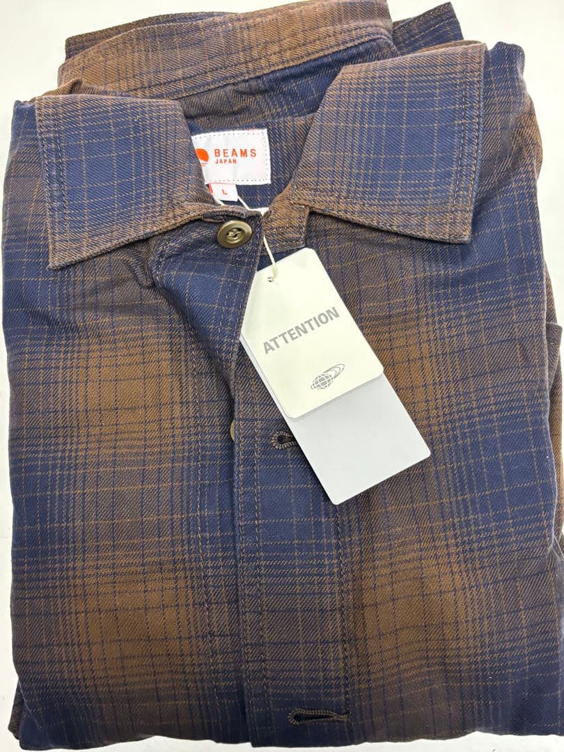 BEAMS JAPAN インディゴ オンブレチェック ブルゾン　L ssz