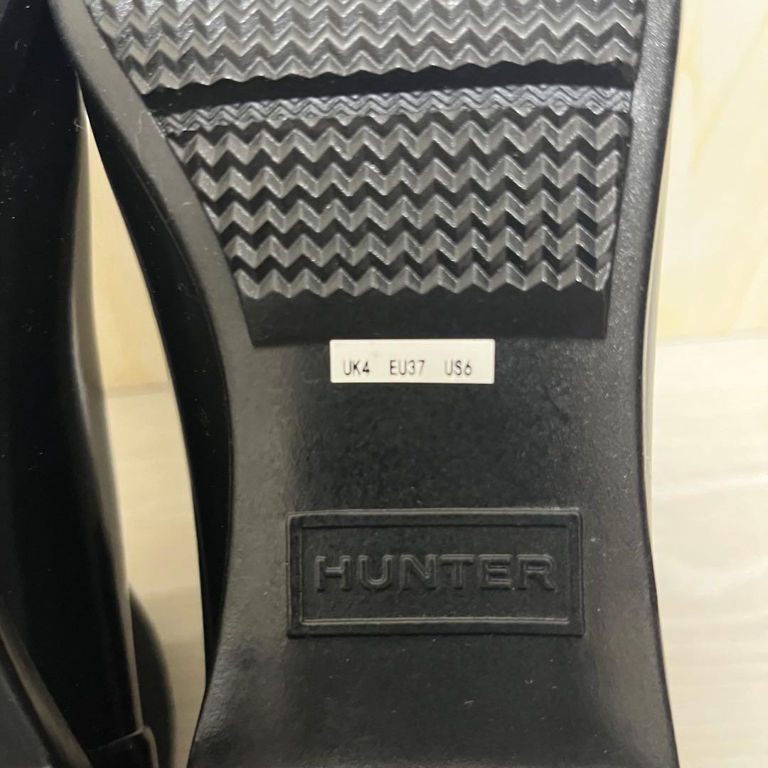極美品　HUNTER レインブーツ　REFINED MID HEEL GLOSS