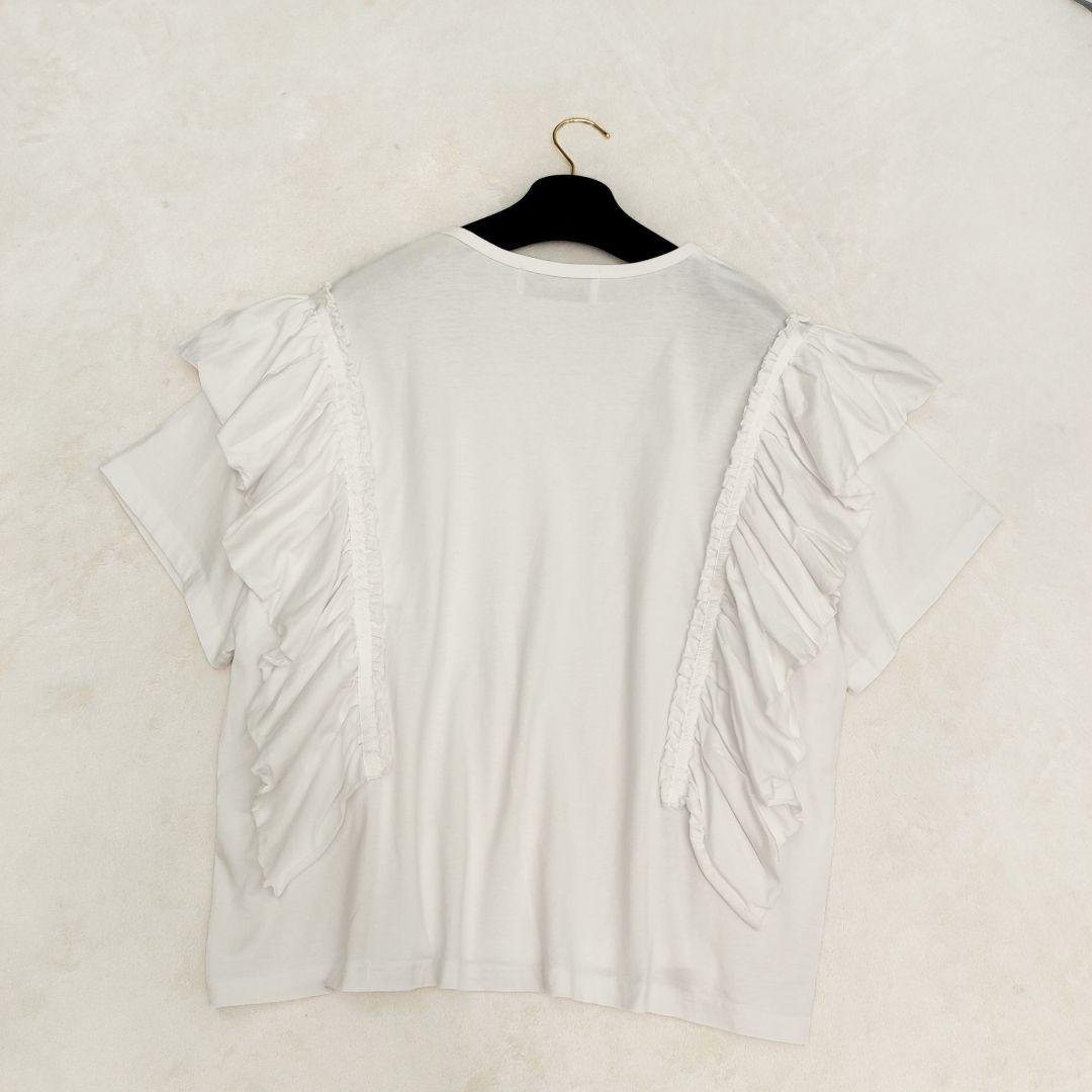 未使用 tranoi フリルワイドTシャツ トラノイ ギャザー 白