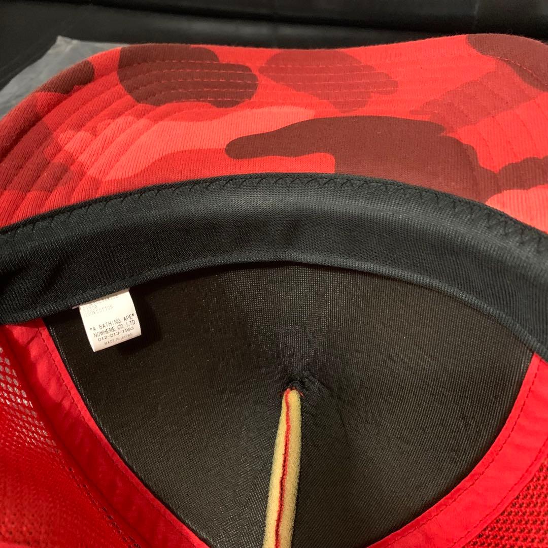 A Bathing Ape BAPE Red Camo ロゴ メッシュキャップ