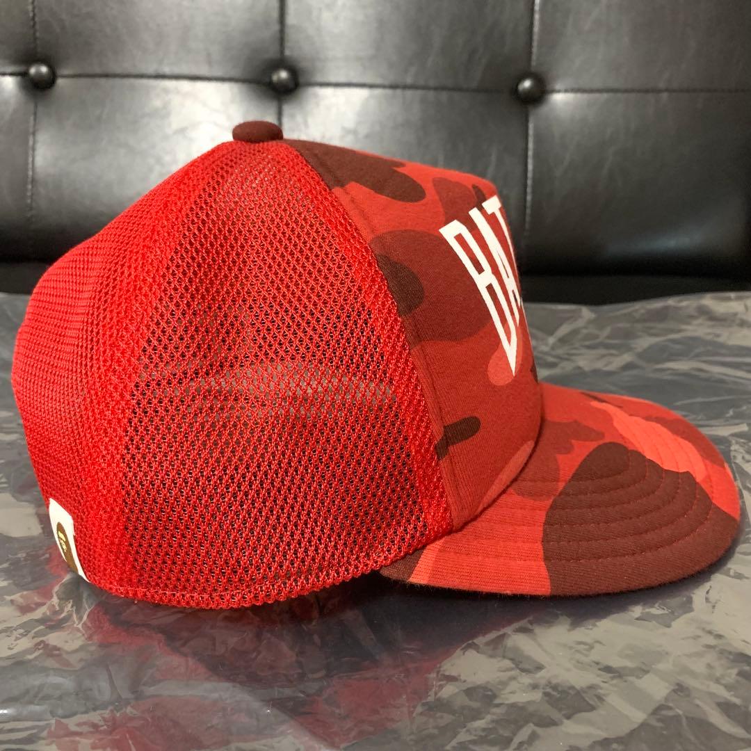 A Bathing Ape BAPE Red Camo ロゴ メッシュキャップ