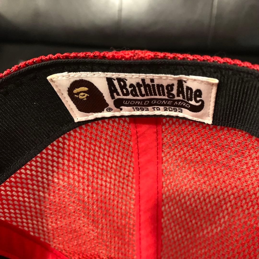A Bathing Ape BAPE Red Camo ロゴ メッシュキャップ