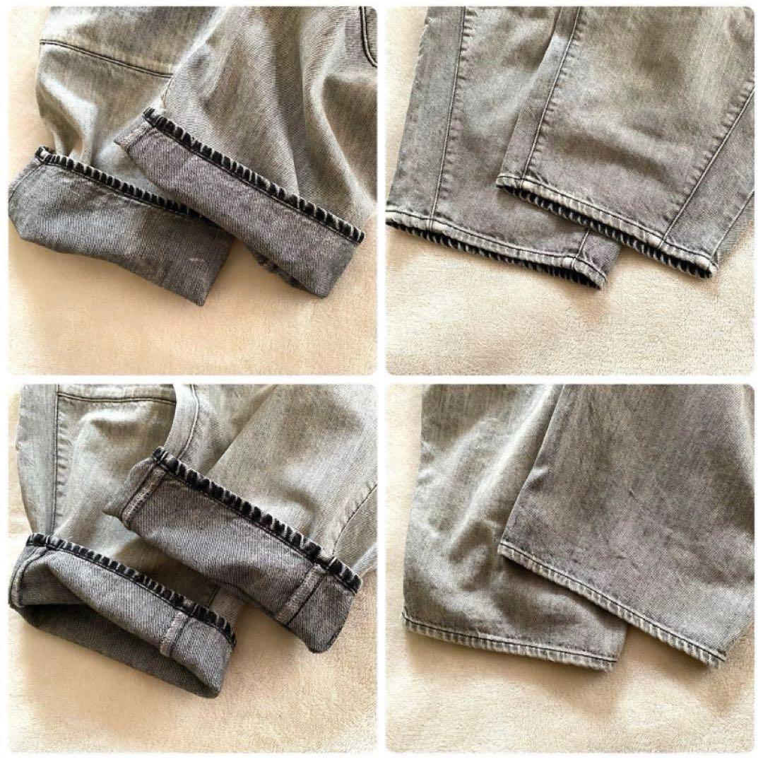 ニコアンド グラデーション イージーバレルパンツ ワイド デニム ブラック M