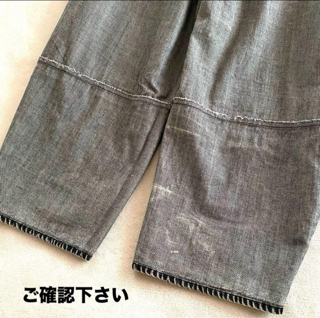 ニコアンド グラデーション イージーバレルパンツ ワイド デニム ブラック M