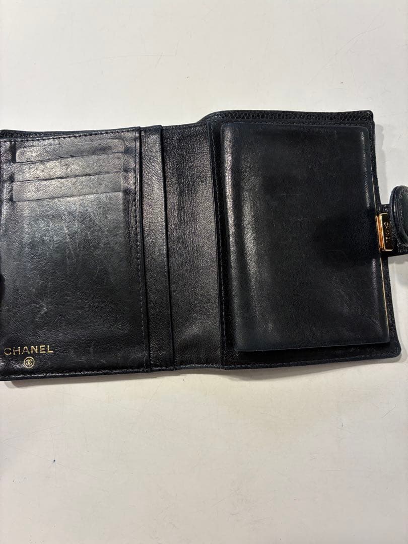 B*-様 CHANEL シャネル　【良品】 ブラックレザー 二つ折り財布