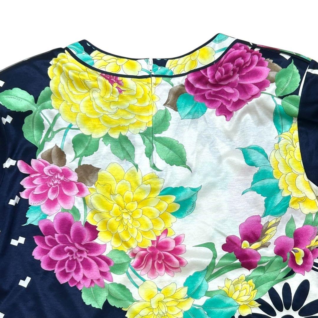 限定価格✨極美品　LEONARD 花柄カットソー　モダン　ボタニカル　日本製　L