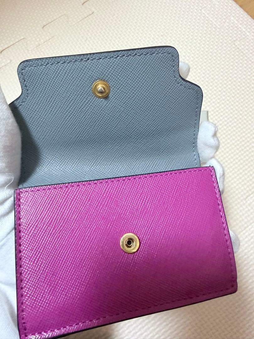 【MARUNI】三つ折り財布 グレー ピンク