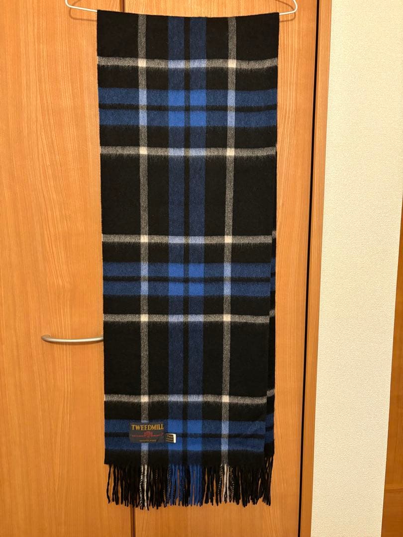 未使用　TWEEDMILL チェックストール　ブルー