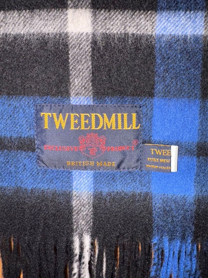 未使用　TWEEDMILL チェックストール　ブルー