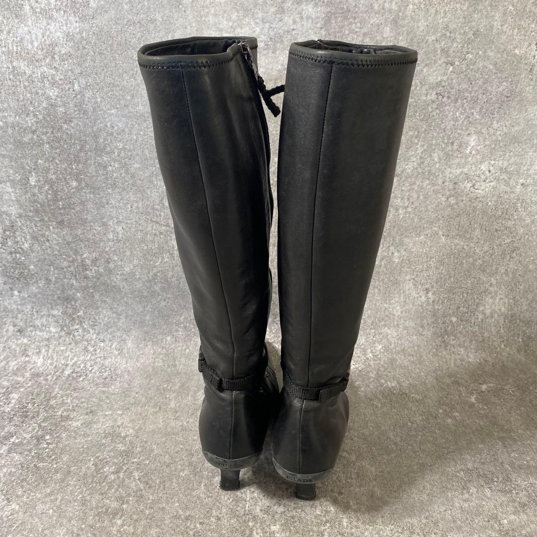 靴 Prada Long Boots Leather Black archive