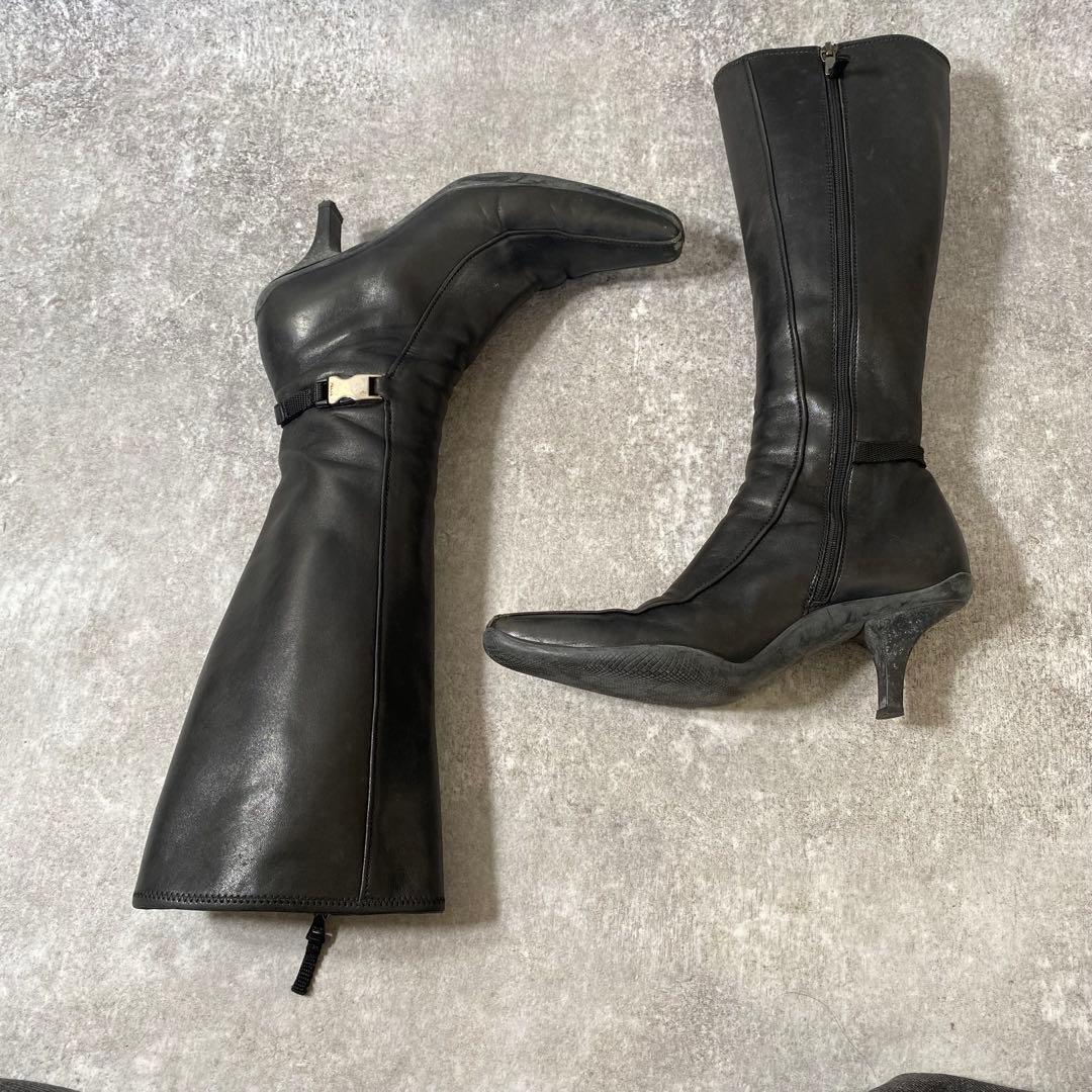 靴 Prada Long Boots Leather Black archive