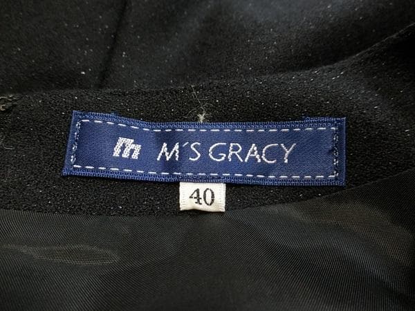 megu　M`S GRACY　刺繍　ワンピース ブラック　ラメ　４０