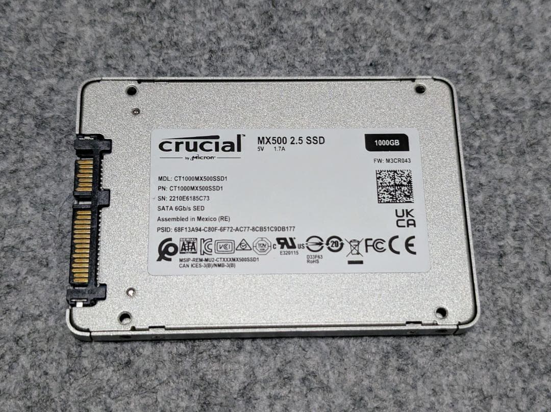 Crucial MX500 SATA SSD 1000GB（1TB）