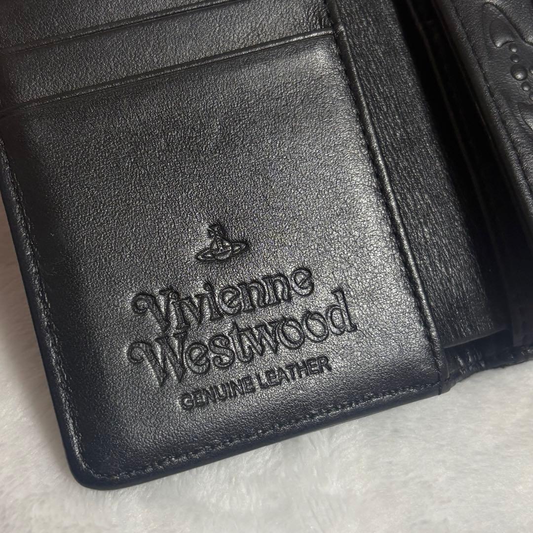 【Vivienne Westwood】三つ折り財布 エンボス加工×ブラック