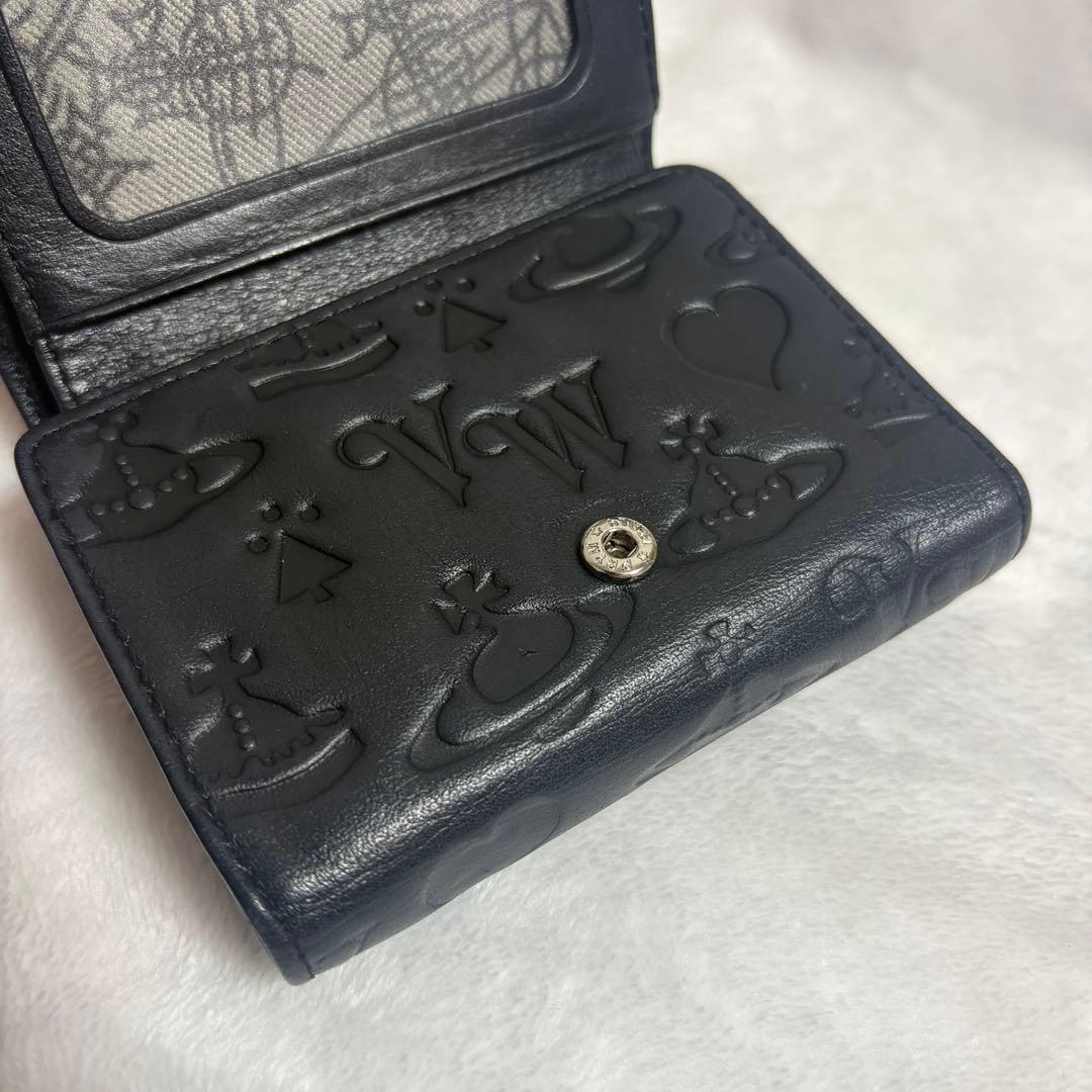 【Vivienne Westwood】三つ折り財布 エンボス加工×ブラック