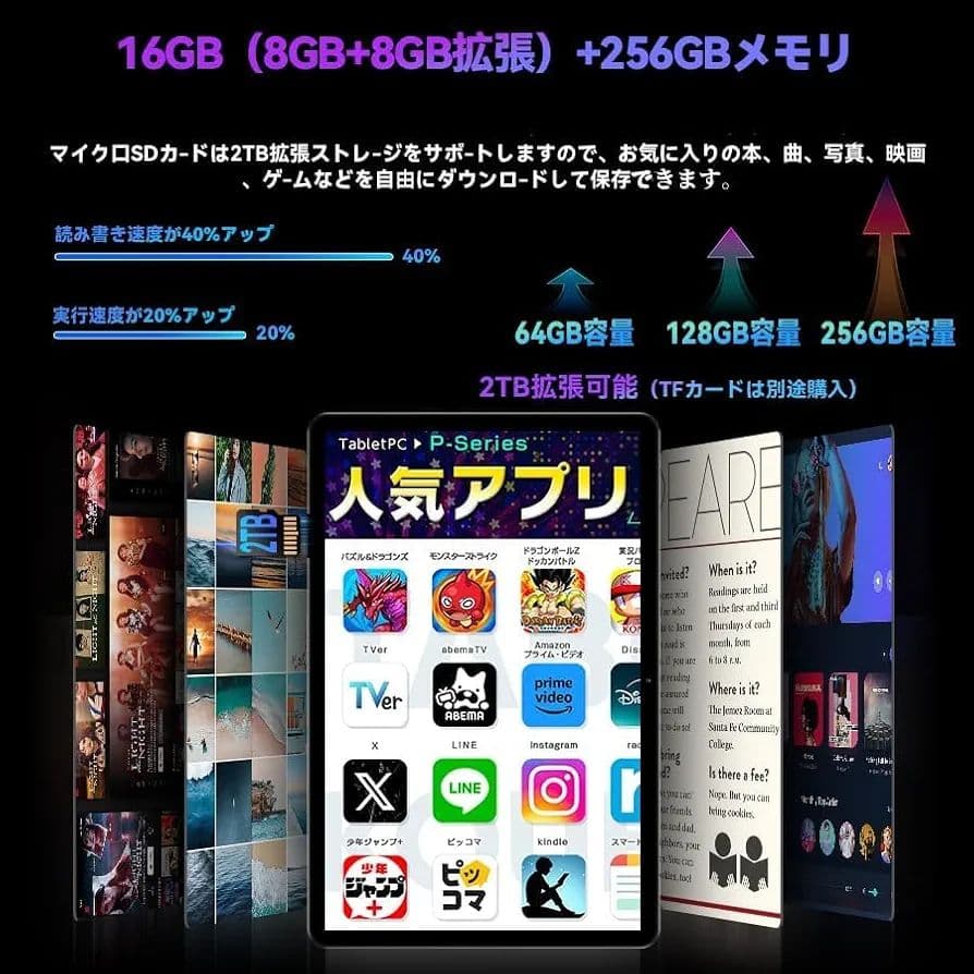 Alphawolf APad2タブレット8インチ 16GB+256GBシムフリー
