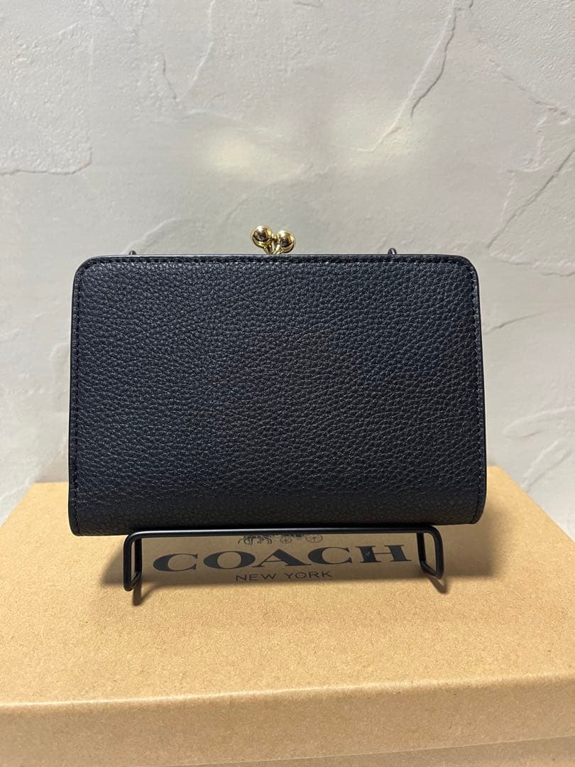 ✨️新品未使用✨️COACHアウトレット ブラック 二つ折り財布 がま口
