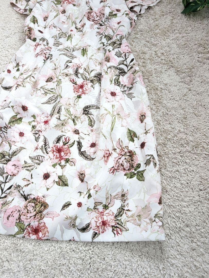 【新品】アマカ 花柄ワンピース 40 ボタニカル ミモレ丈