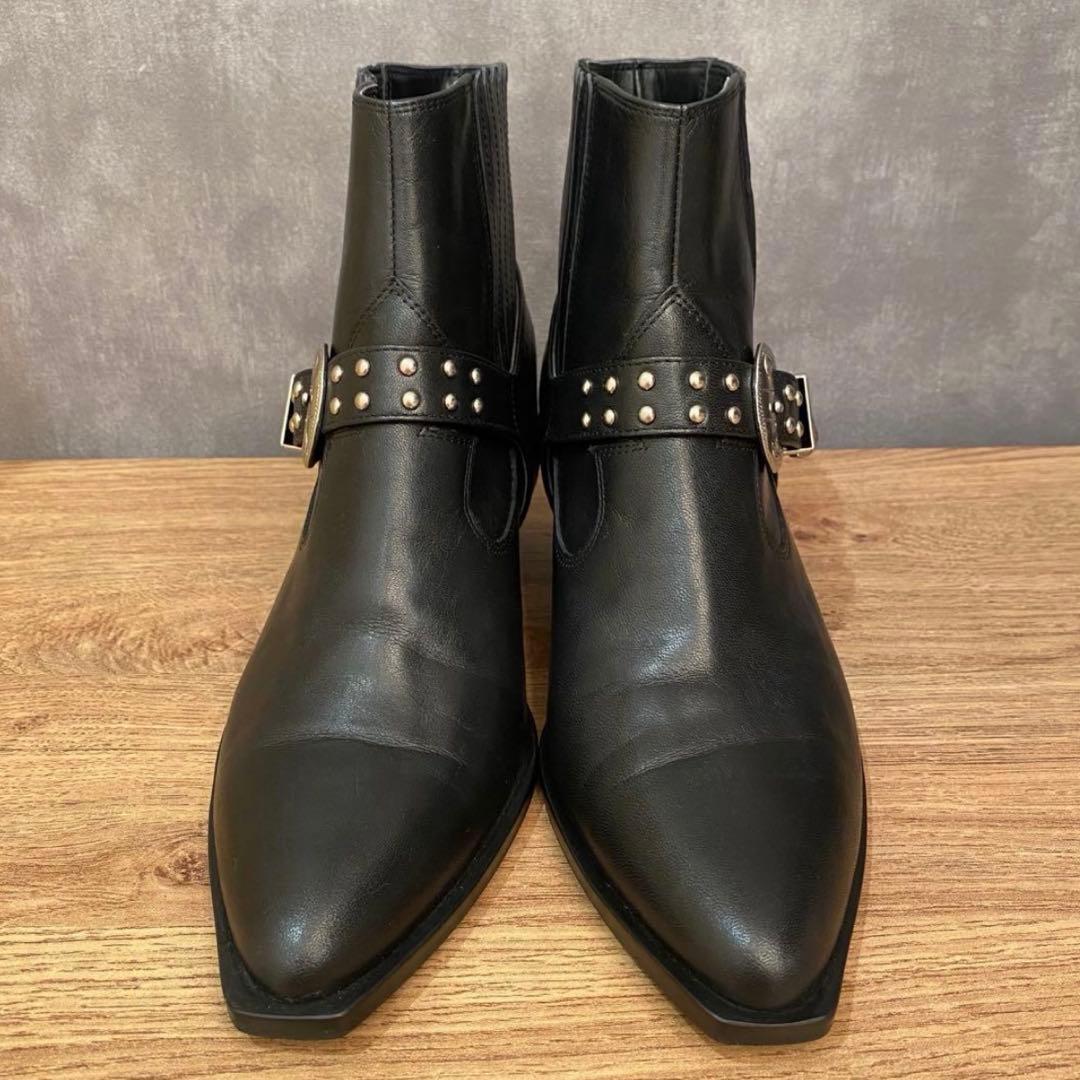 極美品✨ ダイアナ ショートブーツ 2way サイドゴア スタッズ 23.5 黒