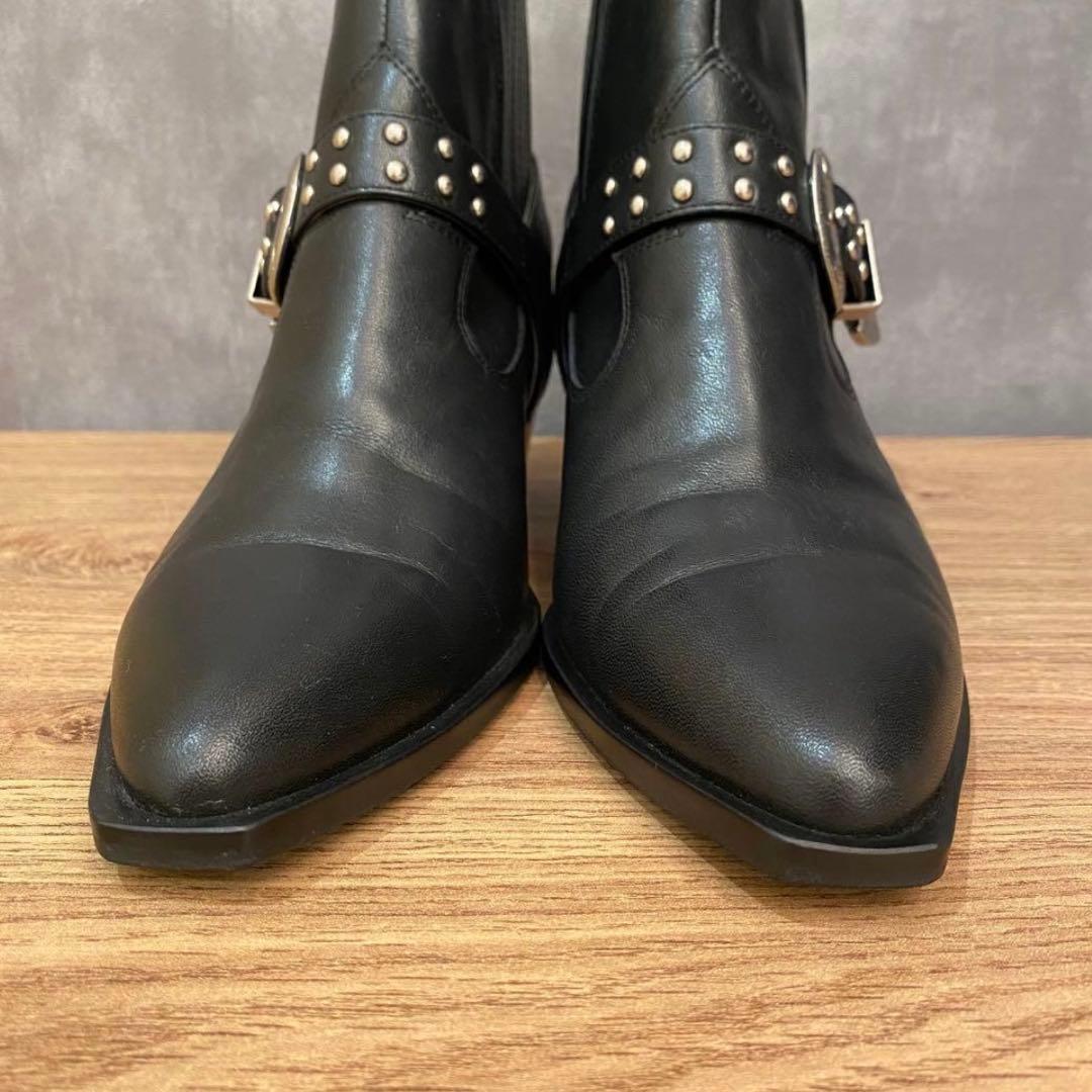 極美品✨ ダイアナ ショートブーツ 2way サイドゴア スタッズ 23.5 黒