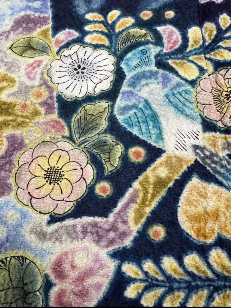 振袖 紺色 辻ヶ花 正絹 【中古】 身丈162cm 裄丈66.5cm