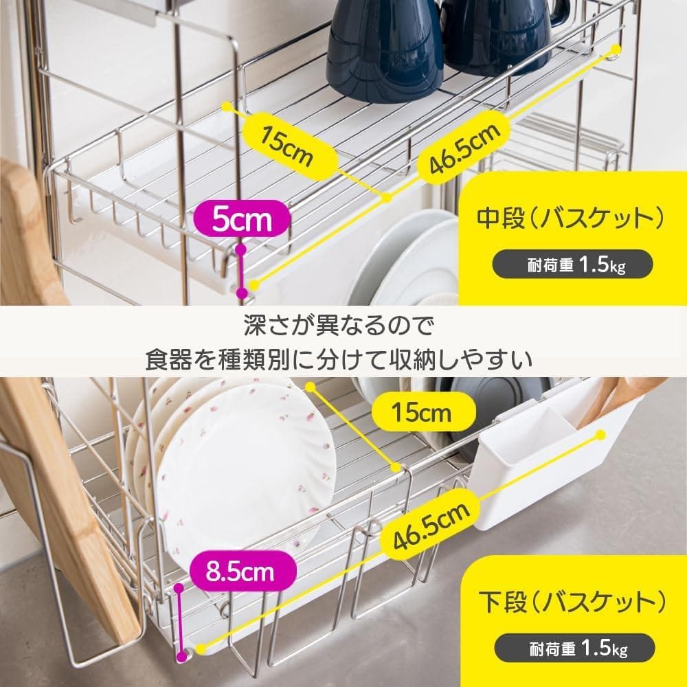 アイリス 水切りラック 突っ張り かご シンク ステンレス製2段 TMR-495