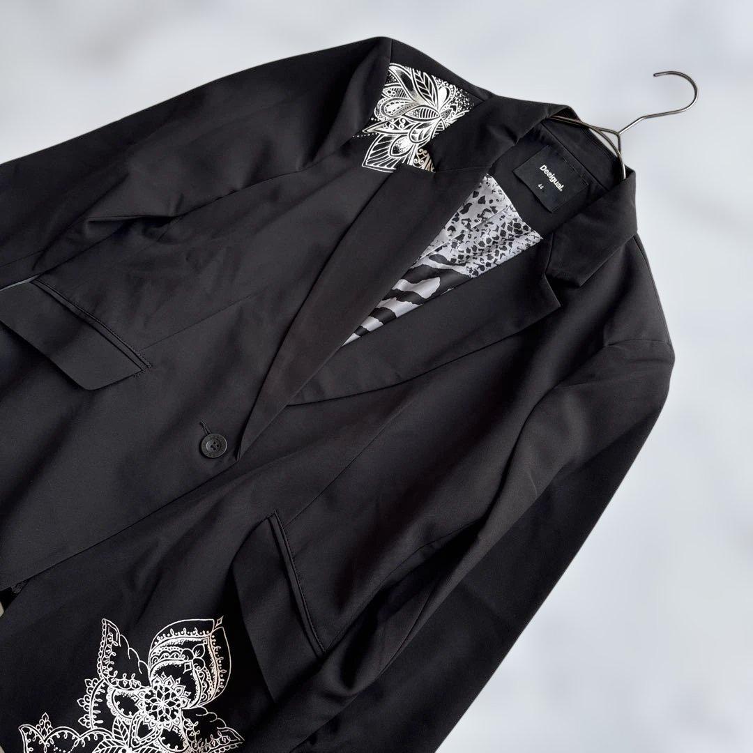 ✨美品✨Desigual デシグアル 現行品 テーラードジャケット 派手黒2XL