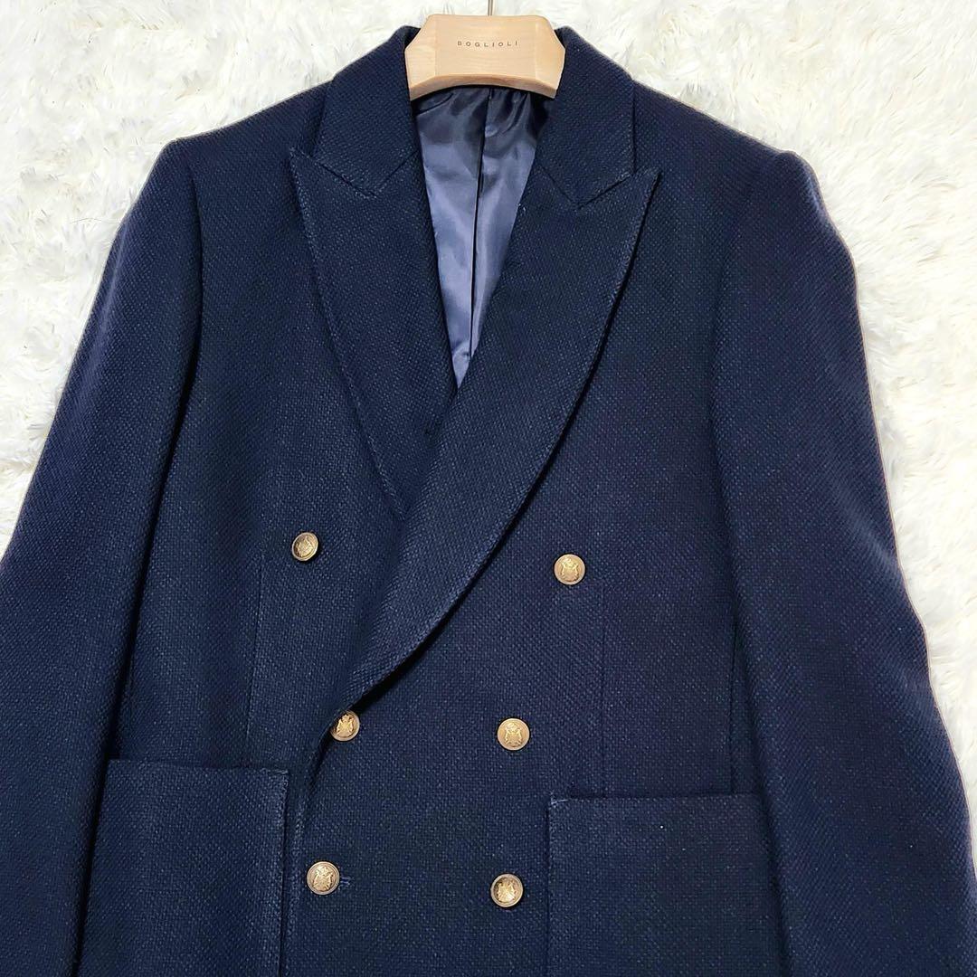 ZARA ザラ ダブル ブレザー 紺ブレ 銀ボタン リネン ブレンド 春夏