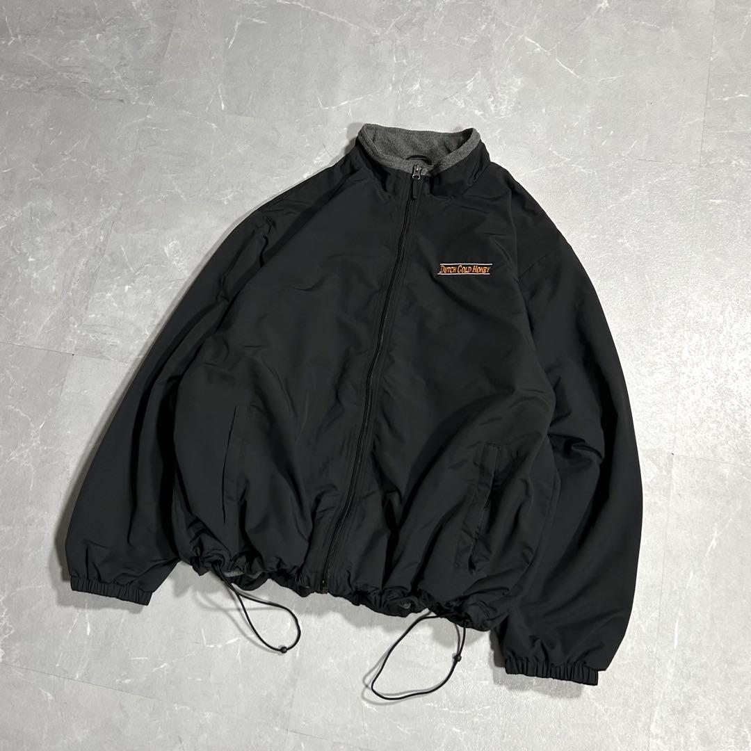 90s LANDS'END ウォームアップジャケット 裏フリース ブラック XL