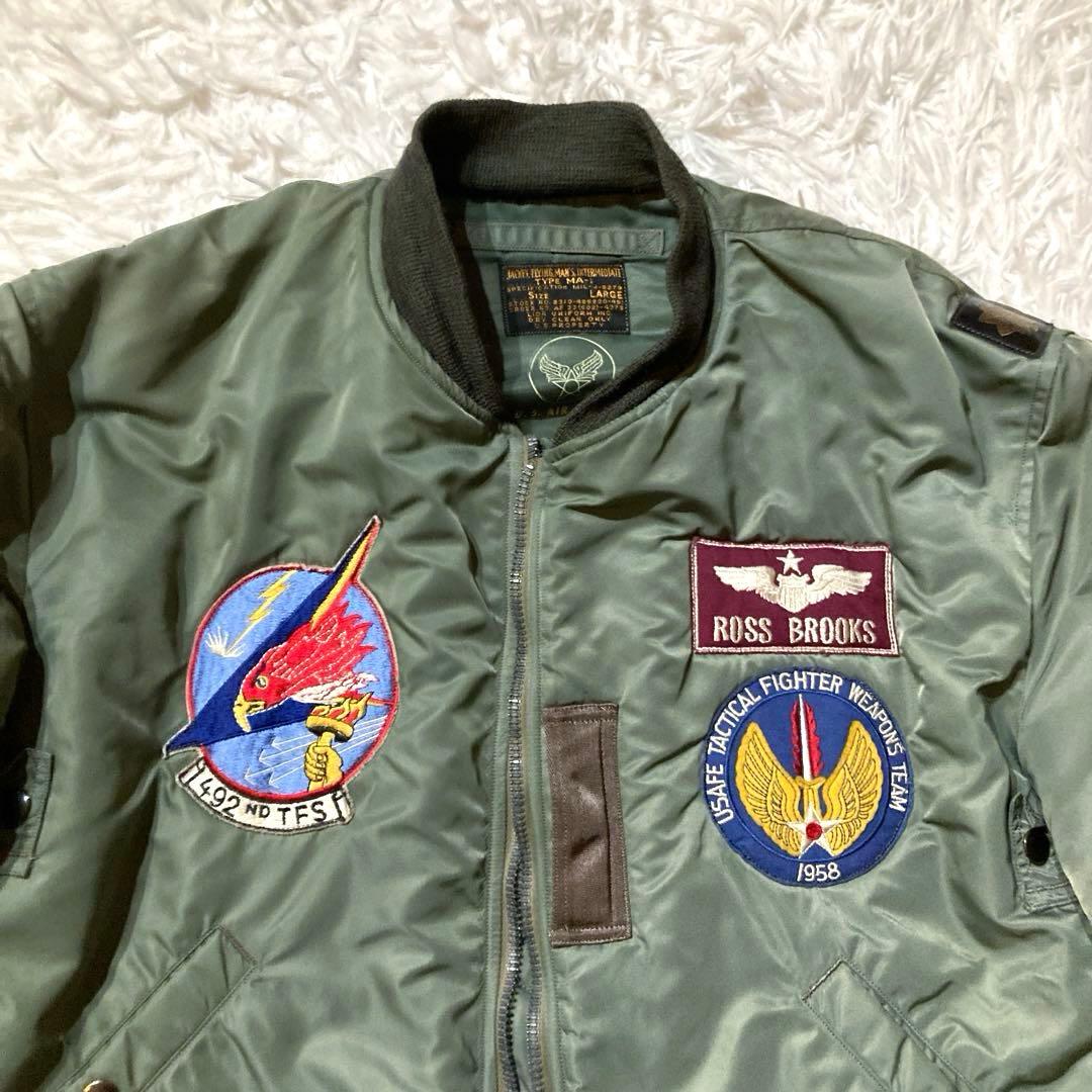 【良品】バズリクソンズ MA-1 L ライオンユニフォーム ワッペンカスタム