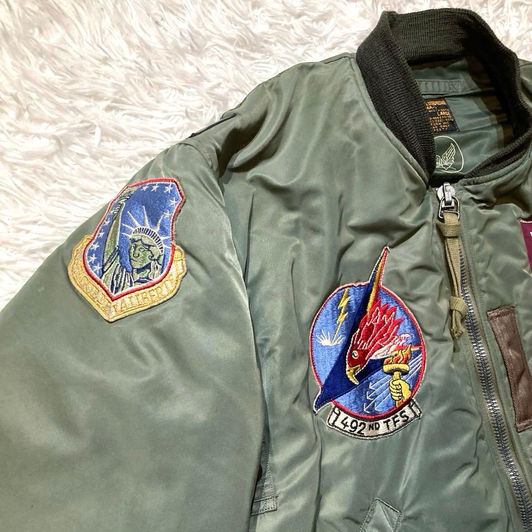 【良品】バズリクソンズ MA-1 L ライオンユニフォーム ワッペンカスタム