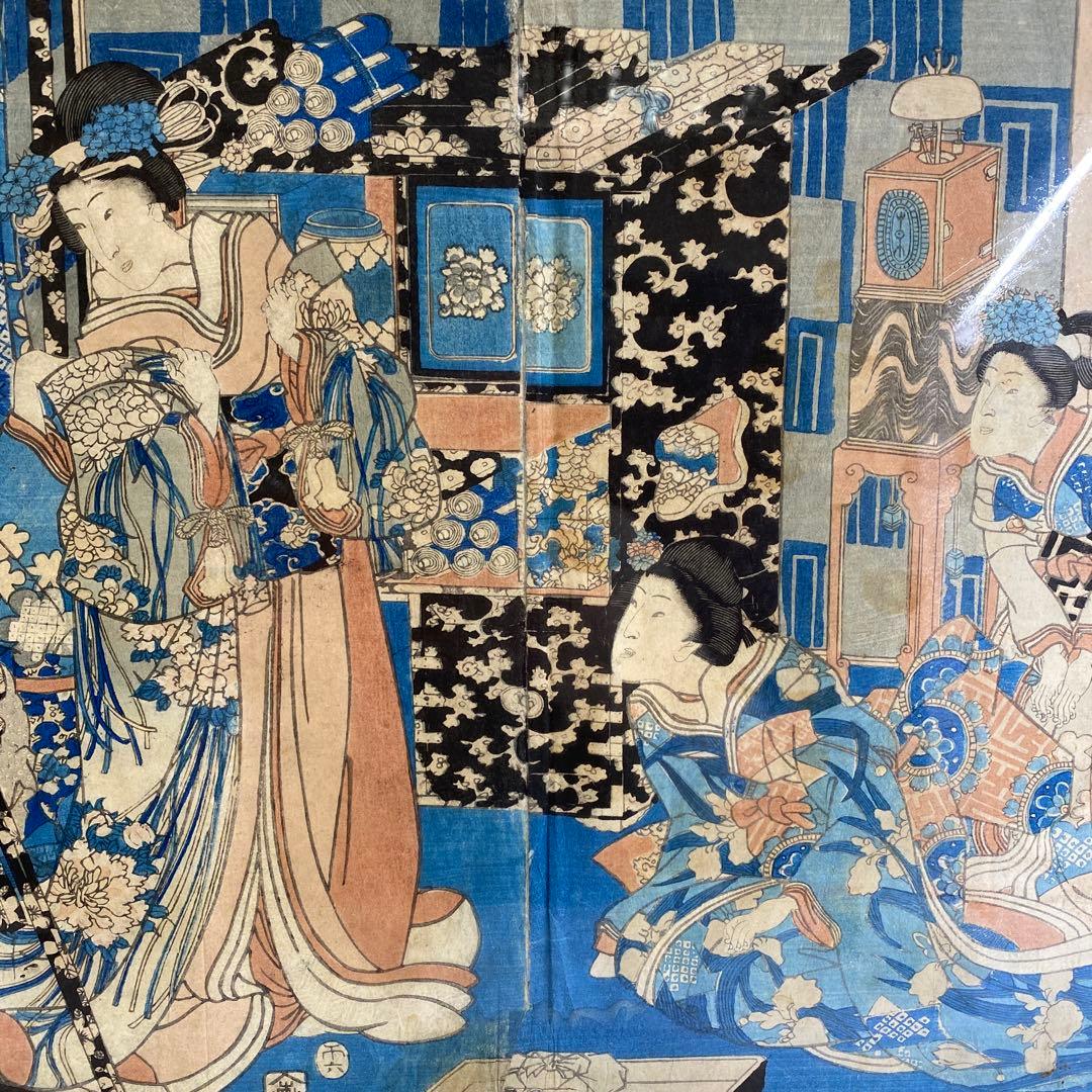 豊國　江戸期　美人画　版画　東さ8-0321①