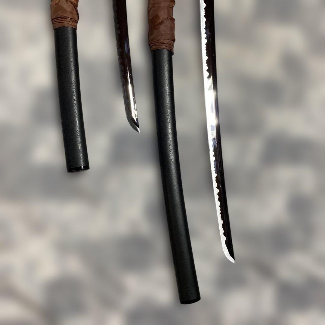 激安模造刀大小２本セット(刀袋付) 黒柄