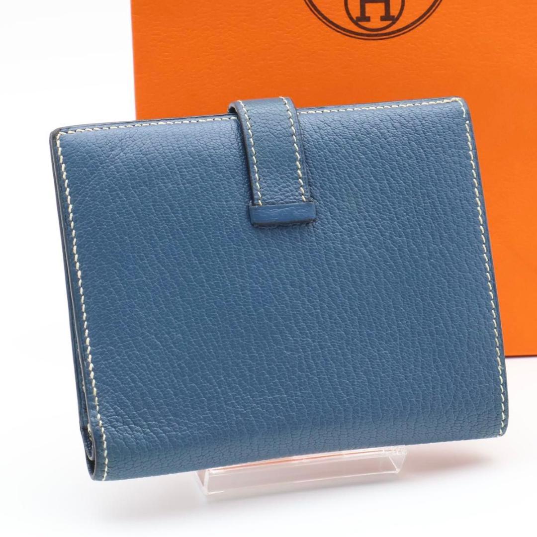 鑑定書付き【超極美品】HERMES ベアンコンパクト　二つ折り財布　シェーブル