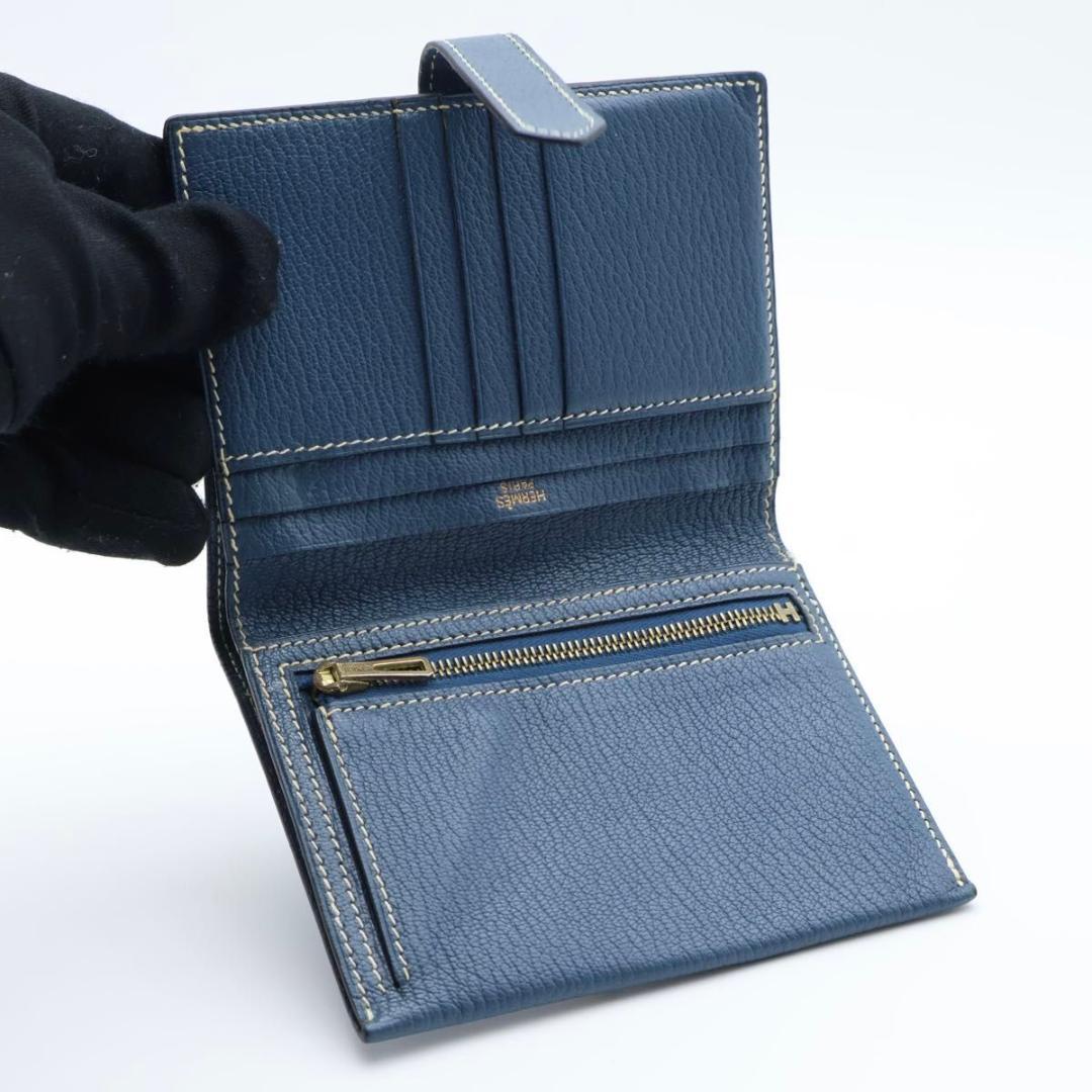 鑑定書付き【超極美品】HERMES ベアンコンパクト　二つ折り財布　シェーブル