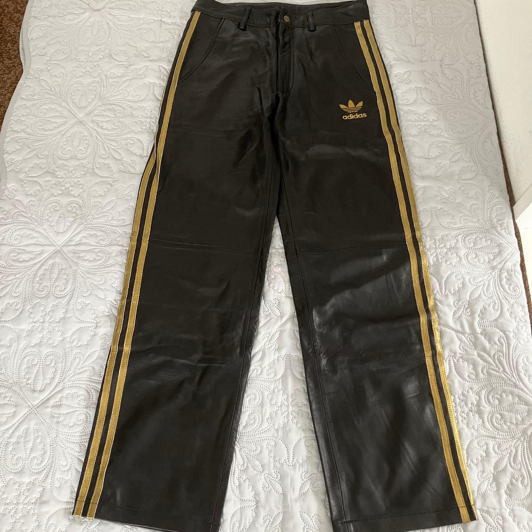 89/adidas レザーパンツ　アディダス 本革