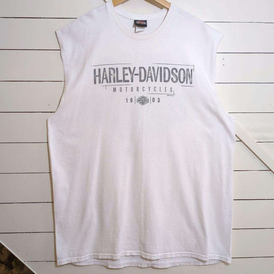 古着　ハーレーダビッドソン　ノースリーブ　2XL　ビッグロゴ