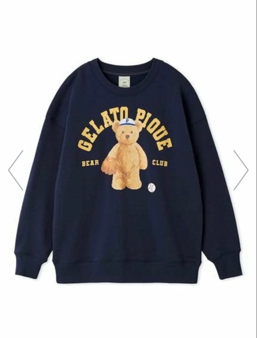 【新品】gelato pique スポーティーベア裏毛プルオーバー　ネイビー