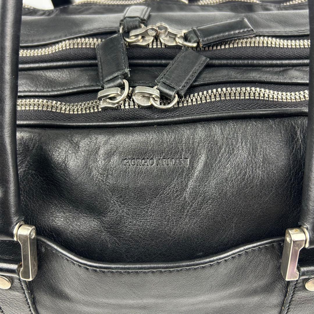 【美品】ジョルジオアルマーニ　ボストンバッグ　ビジネスバッグ　レザー　2way