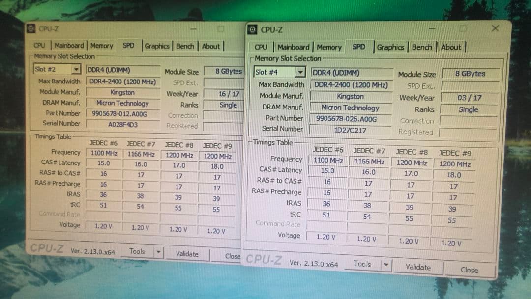 DDR4 8GBx2枚 16GB DDR4-2400 動作確認済み ③