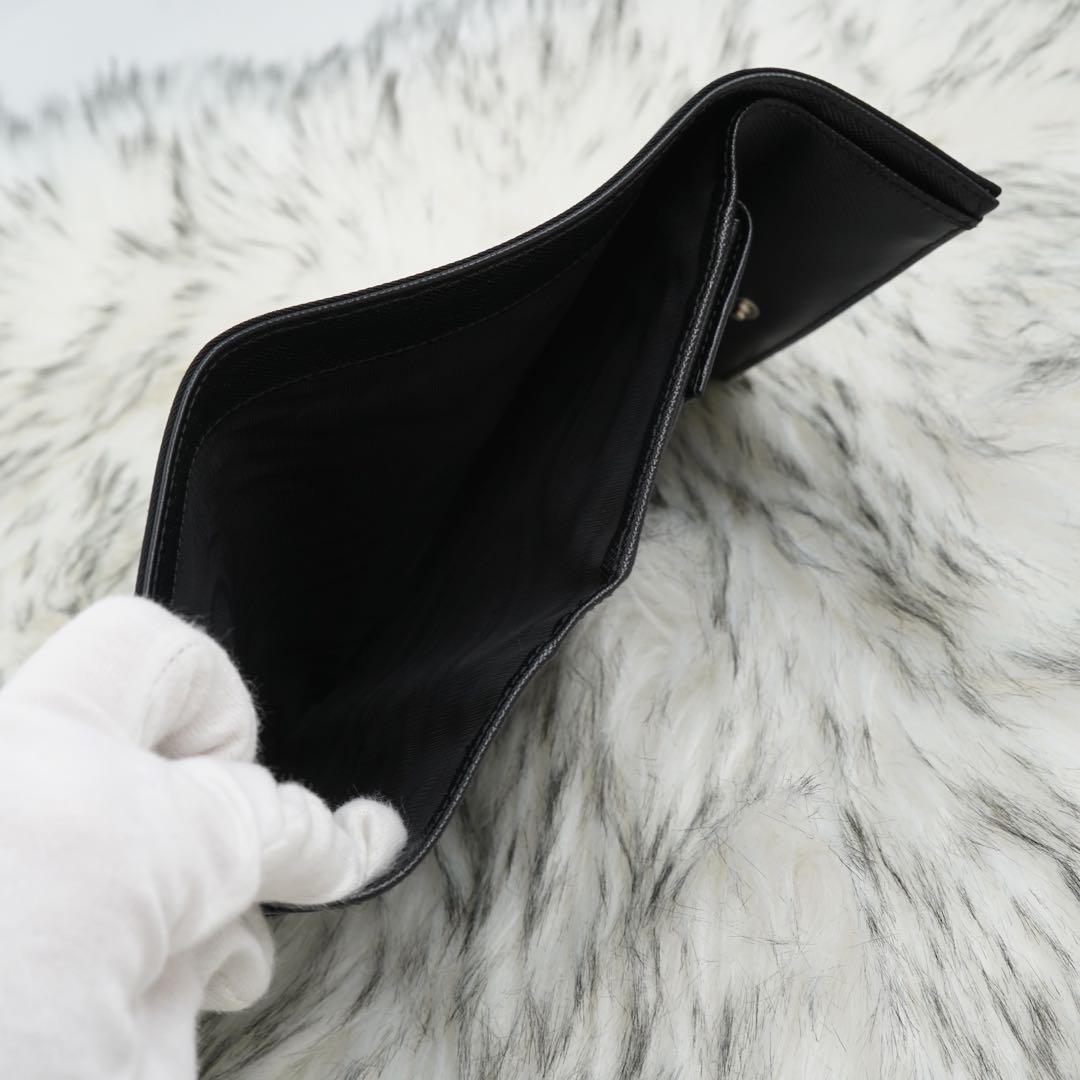 ほぼ未使用品　箱・カード付き　PRADA プラダ　三つ折り財布　ナイロン　黒