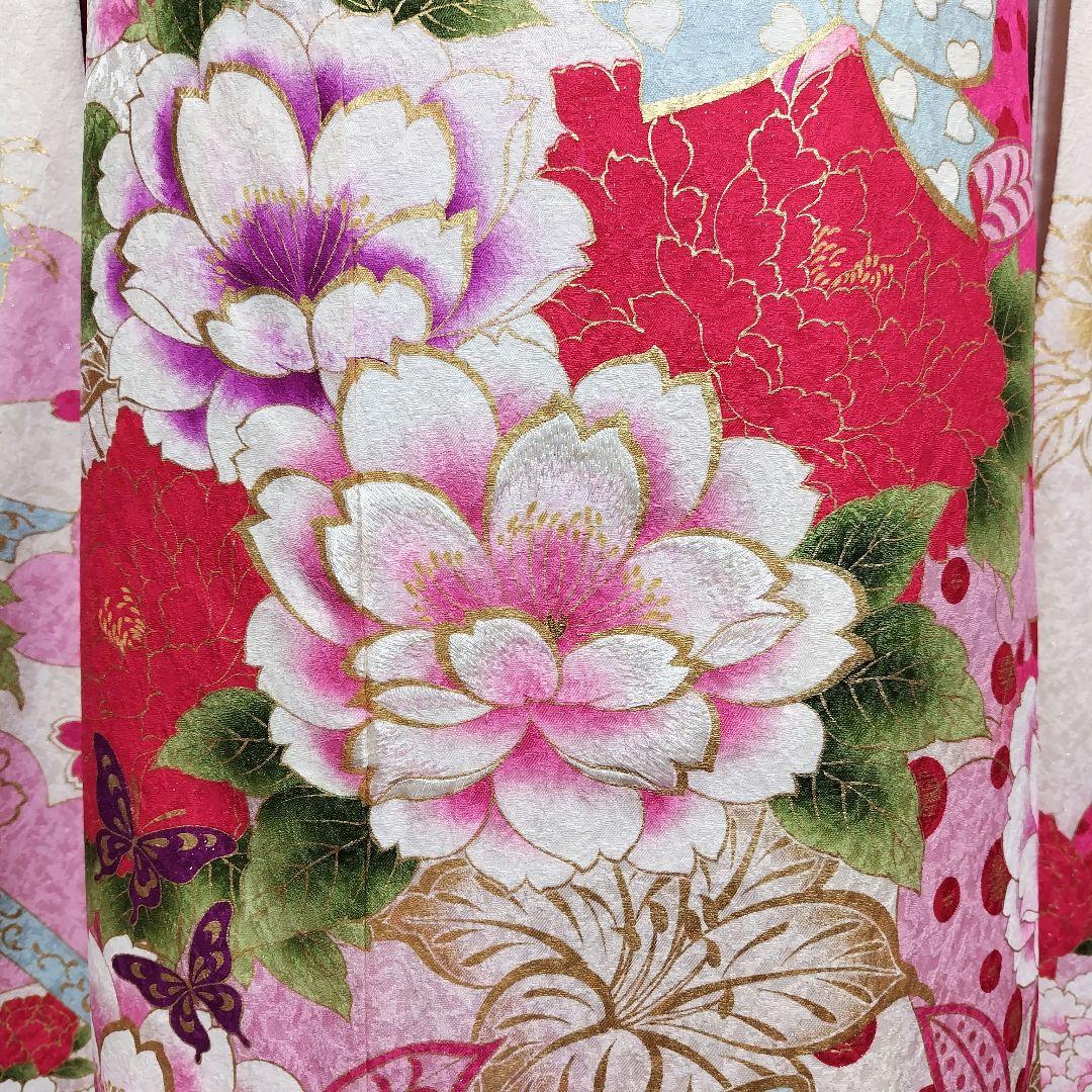 SALE中☆振袖フルセット(8点)成人式・大輪牡丹柄・金彩加工・金通し・豪華刺繍