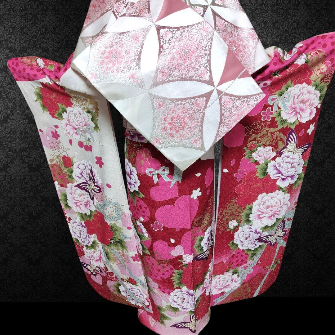 SALE中☆振袖フルセット(8点)成人式・大輪牡丹柄・金彩加工・金通し・豪華刺繍