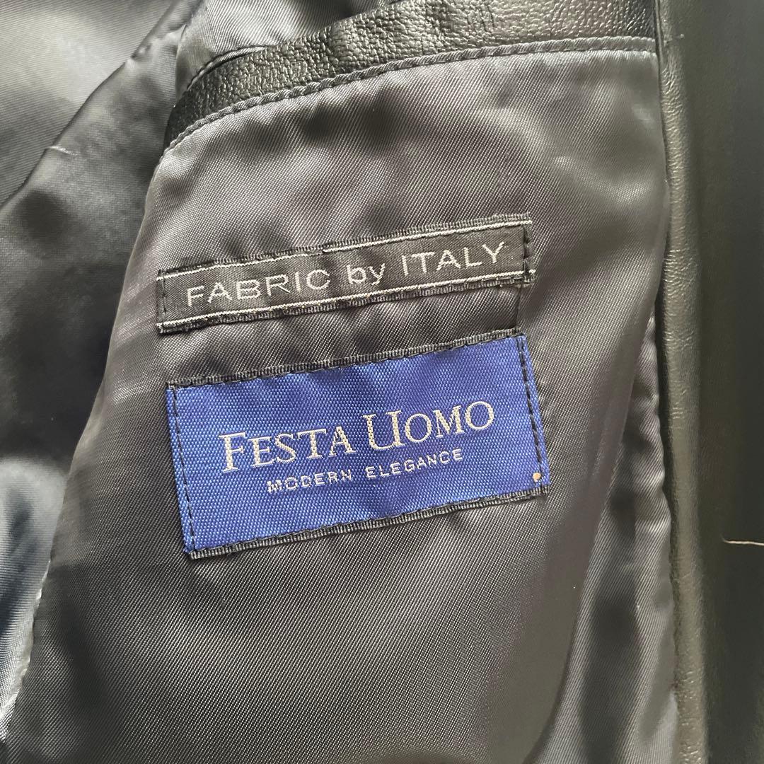 美品✨ラムレザー　テーラードジャケット　FESTA UOMO 本革　L イタリア