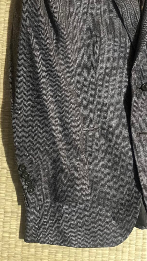 ラルフローレン テーラードジャケット ウール×カシミヤ ヘリンボーン グレー