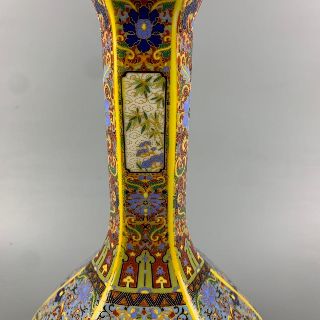 清雍正琺瑯彩花鳥胆瓶 花瓶 景徳鎮 陶磁器 装飾品 現代工芸品 美術品 置物